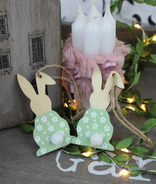 Veľkonočná dekorácia Zajačiky na zavesenie, zelené